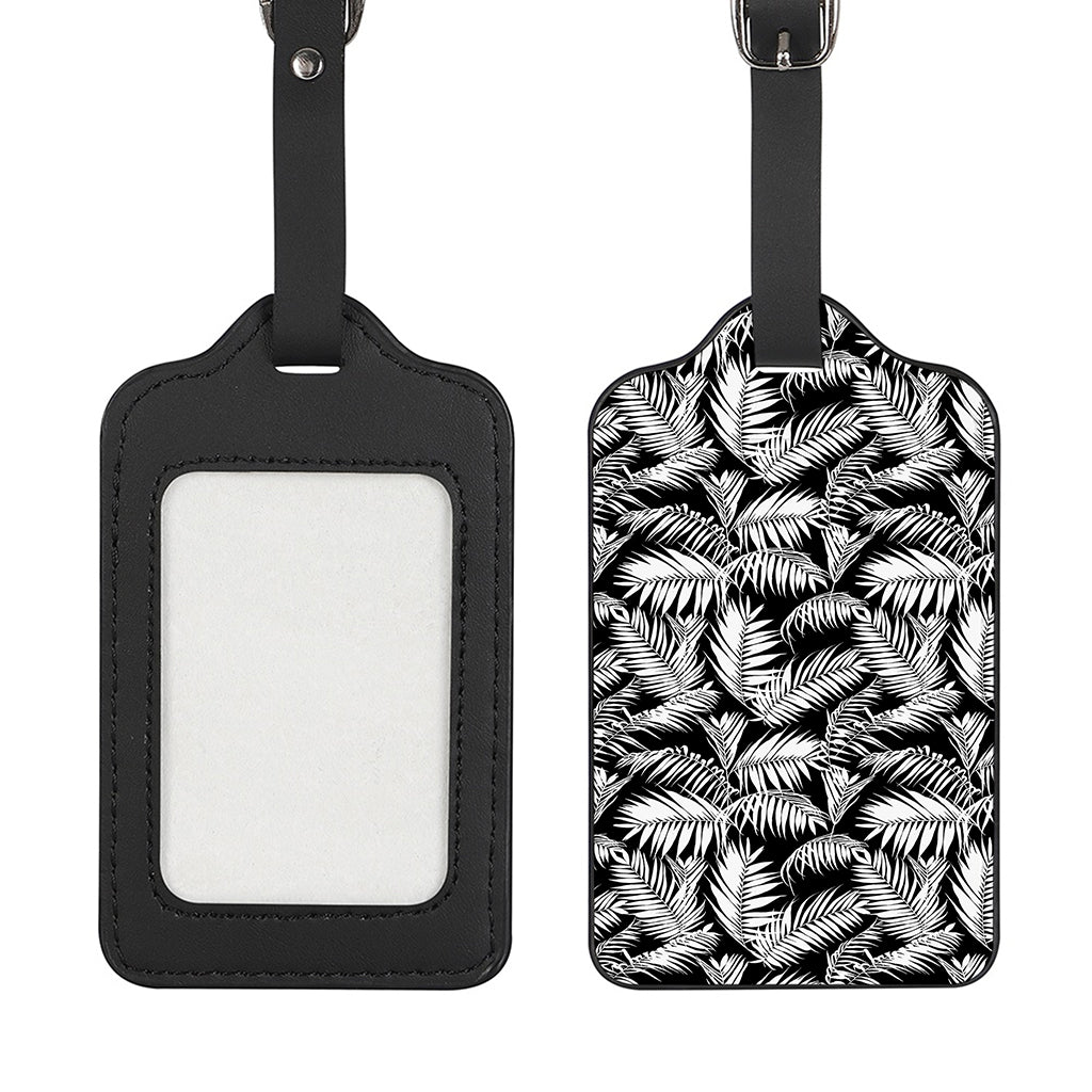 Black And White Palm Leaves Print Luggage Tag