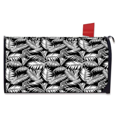 Black And White Palm Leaves Print Mailbox Cover