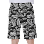 Black And White Palm Leaves Print Men's Beach Shorts