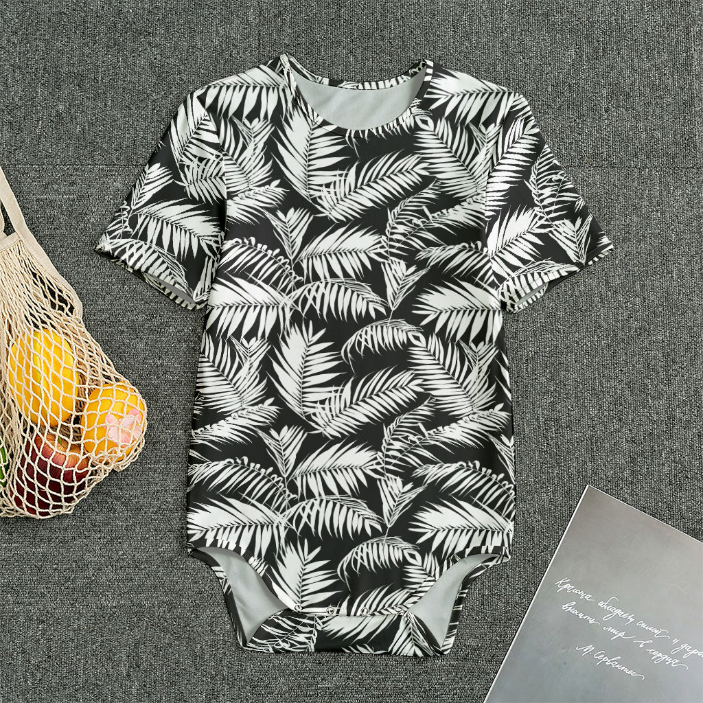 Black And White Palm Leaves Print Men's Bodysuit