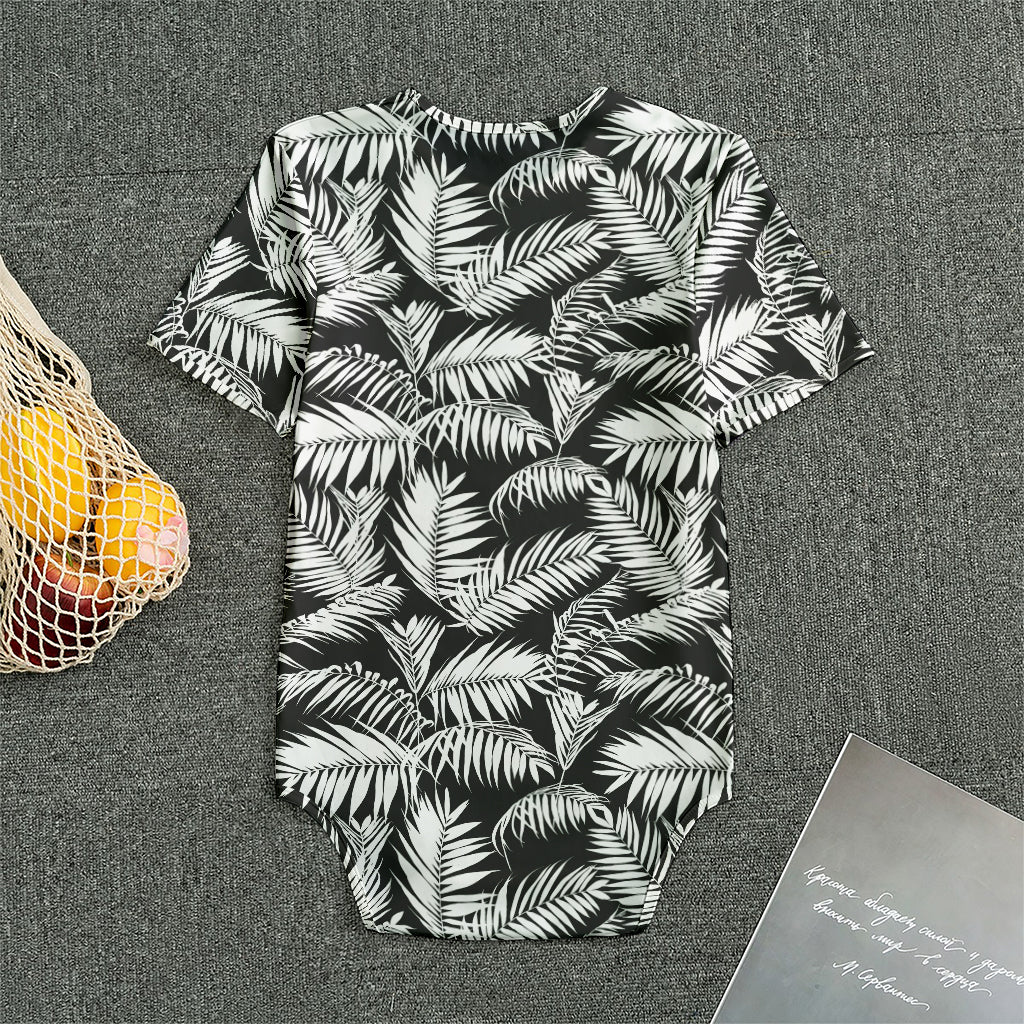 Black And White Palm Leaves Print Men's Bodysuit