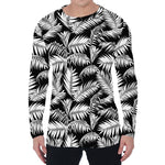 Black And White Palm Leaves Print Men's Long Sleeve T-Shirt