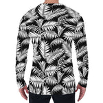 Black And White Palm Leaves Print Men's Long Sleeve T-Shirt