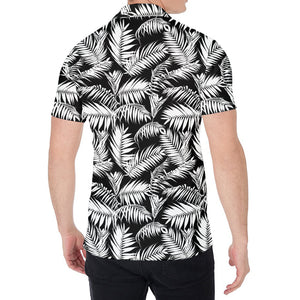 Black And White Palm Leaves Print Men's Shirt