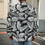 Black And White Palm Leaves Print Men's Shirt Jacket