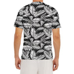 Black And White Palm Leaves Print Men's Short Sleeve Rash Guard