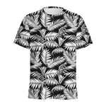 Black And White Palm Leaves Print Men's Sports T-Shirt