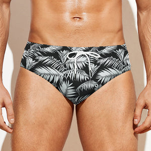 Black And White Palm Leaves Print Men's Swim Briefs