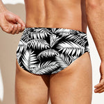 Black And White Palm Leaves Print Men's Swim Briefs