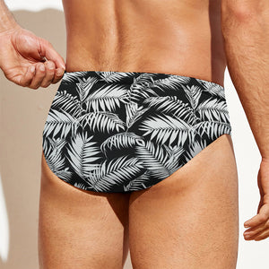 Black And White Palm Leaves Print Men's Swim Briefs