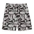 Black And White Palm Leaves Print Men's Swim Trunks