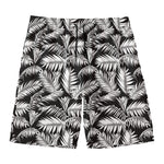 Black And White Palm Leaves Print Men's Swim Trunks