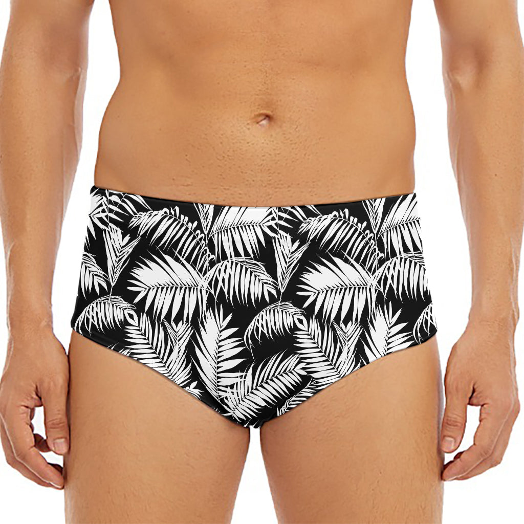 Black And White Palm Leaves Print Men's Triangle Swim Briefs