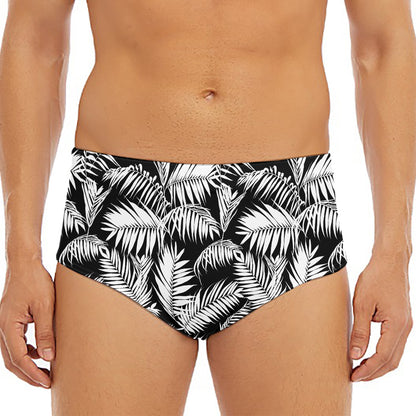 Black And White Palm Leaves Print Men's Triangle Swim Briefs