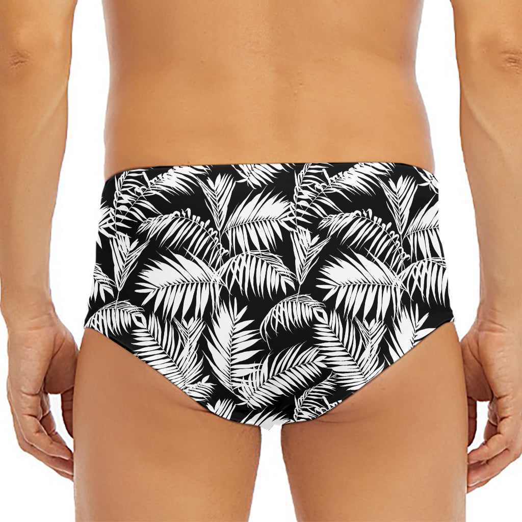 Black And White Palm Leaves Print Men's Triangle Swim Briefs