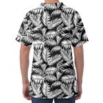 Black And White Palm Leaves Print Men's Velvet T-Shirt