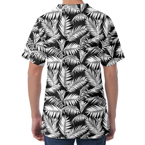 Black And White Palm Leaves Print Men's Velvet T-Shirt