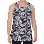 Black And White Palm Leaves Print Men's Velvet Tank Top