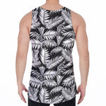 Black And White Palm Leaves Print Men's Velvet Tank Top