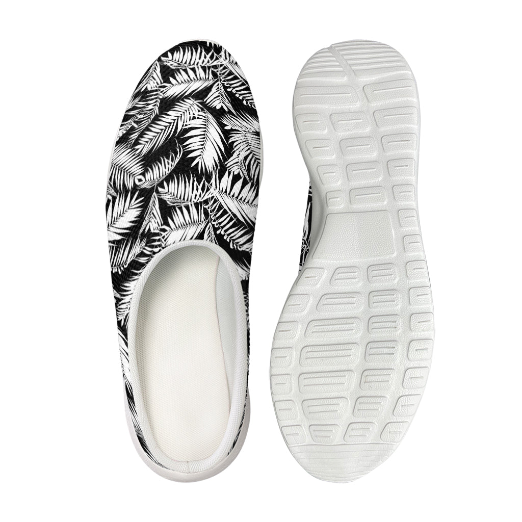 Black And White Palm Leaves Print Mesh Casual Shoes