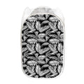 Black And White Palm Leaves Print Mesh Laundry Hamper