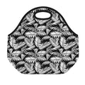 Black And White Palm Leaves Print Neoprene Lunch Bag