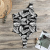 Black And White Palm Leaves Print One Shoulder Bodysuit