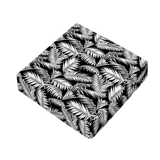 Black And White Palm Leaves Print Outdoor Seat Cushion Cover