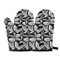 Black And White Palm Leaves Print Oven Mitts