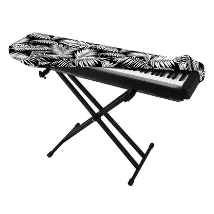 Black And White Palm Leaves Print Piano Keyboard Cover