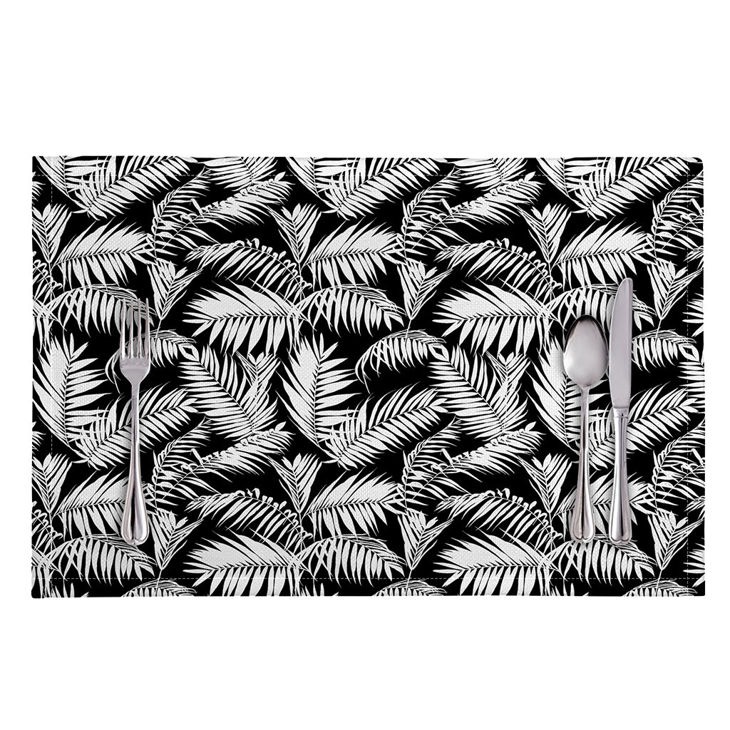 Black And White Palm Leaves Print Placemat