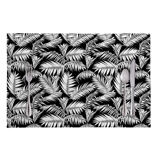Black And White Palm Leaves Print Placemat