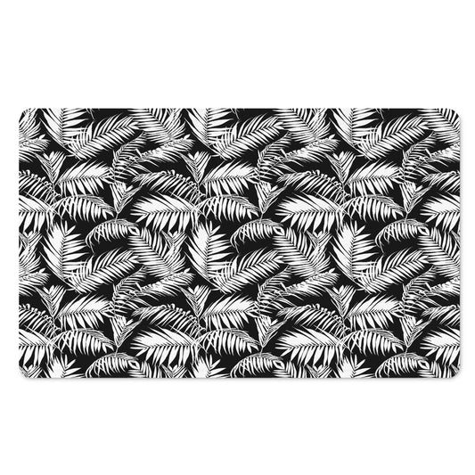 Black And White Palm Leaves Print Polyester Doormat