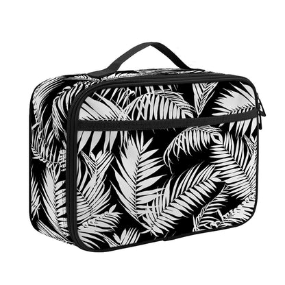 Black And White Palm Leaves Print Portable Lunch Bag
