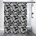 Black And White Palm Leaves Print Premium Shower Curtain