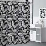 Black And White Palm Leaves Print Premium Shower Curtain