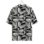 Black And White Palm Leaves Print Rayon Hawaiian Shirt