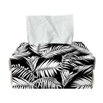 Black And White Palm Leaves Print Rectangle Tissue Box Cover