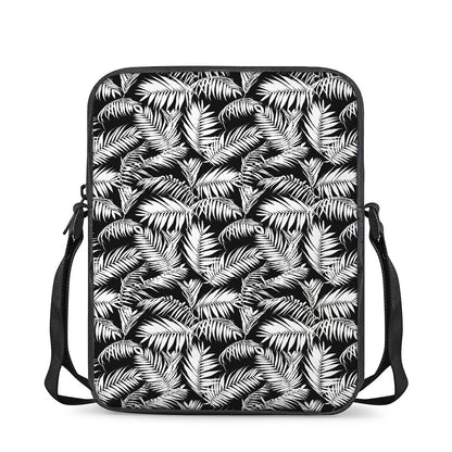Black And White Palm Leaves Print Rectangular Crossbody Bag
