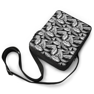 Black And White Palm Leaves Print Rectangular Crossbody Bag