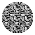 Black And White Palm Leaves Print Round Blanket