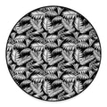 Black And White Palm Leaves Print Round Floor Mat