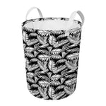 Black And White Palm Leaves Print Round Laundry Basket