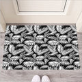 Black And White Palm Leaves Print Rubber Doormat