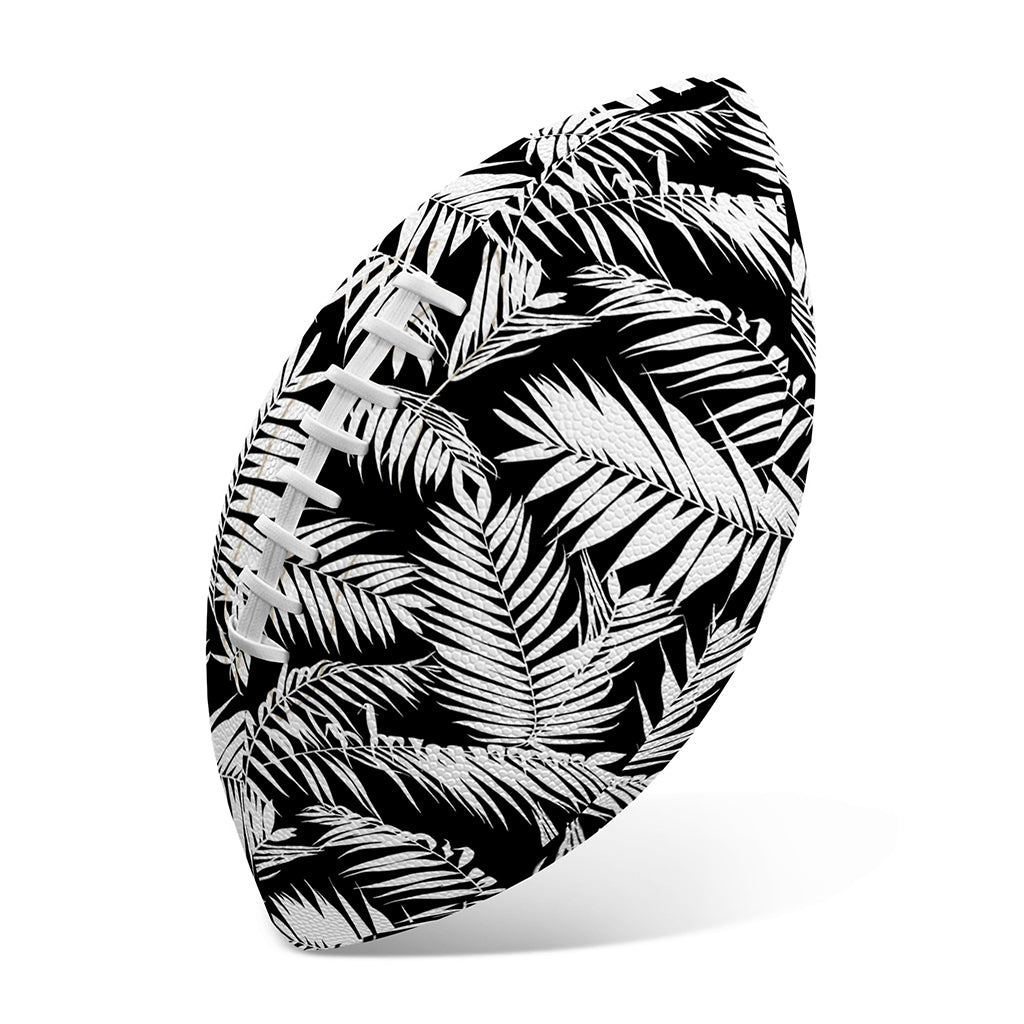 Black And White Palm Leaves Print Rugby Ball