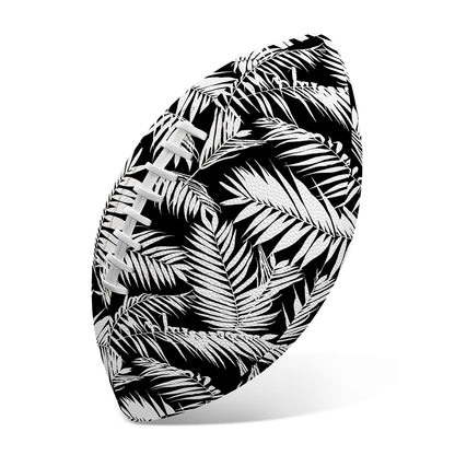 Black And White Palm Leaves Print Rugby Ball