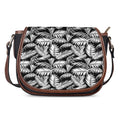 Black And White Palm Leaves Print Saddle Bag