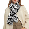 Black And White Palm Leaves Print Scarf