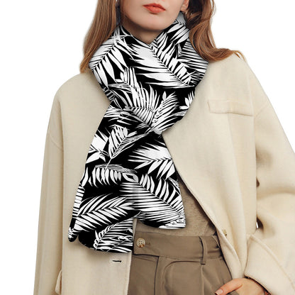 Black And White Palm Leaves Print Scarf