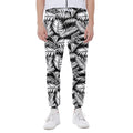 Black And White Palm Leaves Print Joggers
